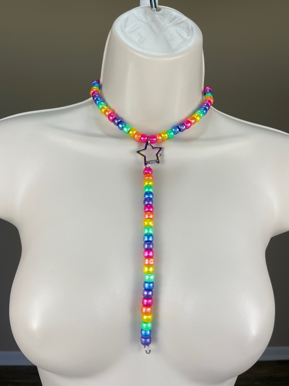 2 Pc Rainbow Kandi Kids Choker + Binky Cord Convertible Bracelets Star Charm